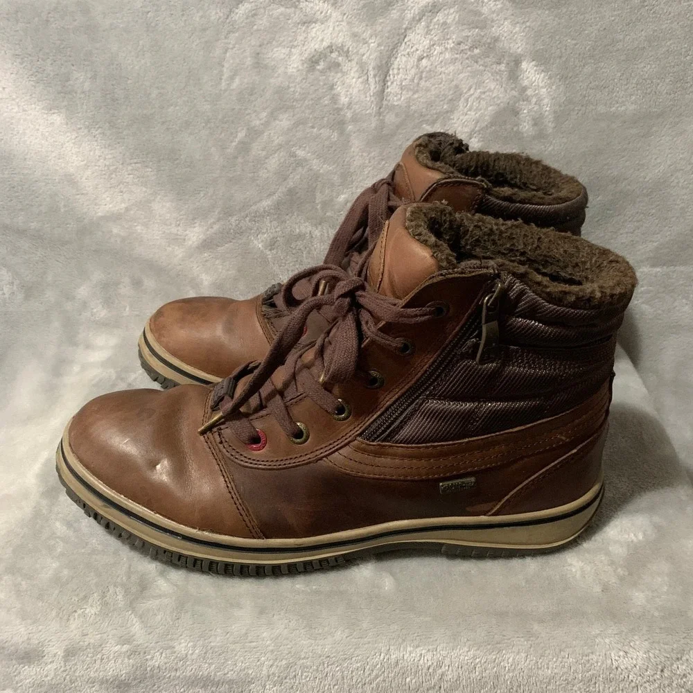 Pajar Boots Men's Brown Leather‎ Insulated Waterproof Winter Snow Boots